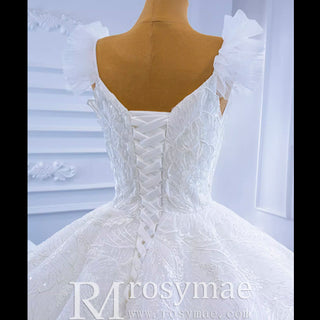 Vintage Tiered Ruffle Puffy Wedding Dress Princess Bridal Gown