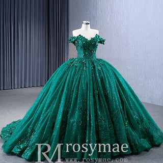 Spring Green Ball Gown Quinceanera Dress with Off the Shoulder