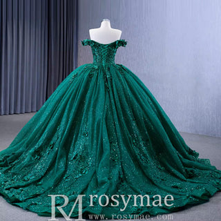 Spring Green Ball Gown Quinceanera Dress with Off the Shoulder