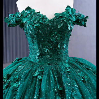 Spring Green Ball Gown Quinceanera Dress with Off the Shoulder