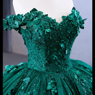 Spring Green Ball Gown Quinceanera Dress with Off the Shoulder