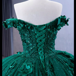 Spring Green Ball Gown Quinceanera Dress with Off the Shoulder