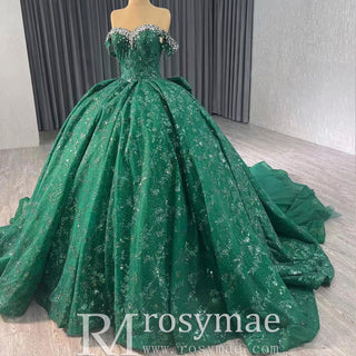 Gorgeous Sequin Wedding Gown Off the Shoulder Quinceanera Dress