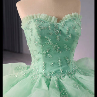 High-end Light Green Ruffles Prom Gown Ball Gown Quinceanera Dress