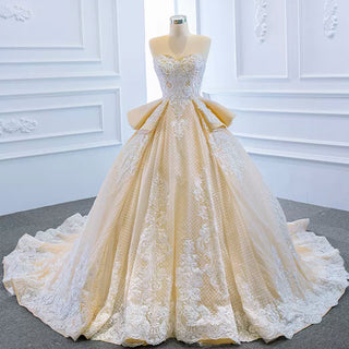 Strapless Champagne Sweetheart Ball Gown Wedding Dress