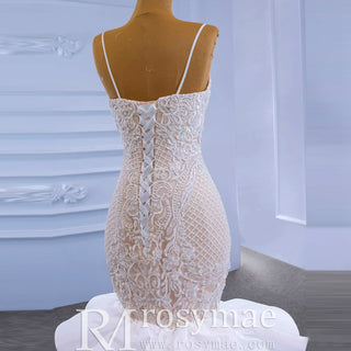 Luxury Spaghetti Straps Mermaid Wedding Dress with Ruffle Skirt