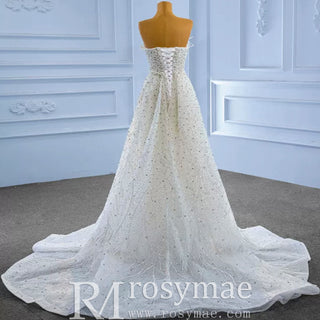 Beaded Pearl Mermaid Wedding Dresses with Detachable Skirt