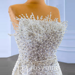 Beaded Pearl Mermaid Wedding Dresses with Detachable Skirt