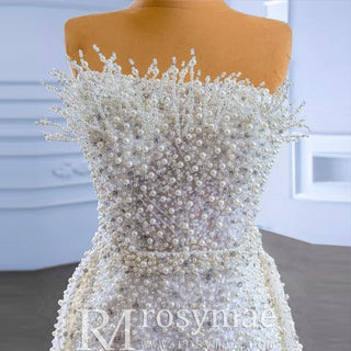 Beaded Pearl Mermaid Wedding Dresses with Detachable Skirt