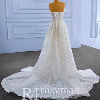 Beaded Pearl Mermaid Wedding Dresses with Detachable Skirt