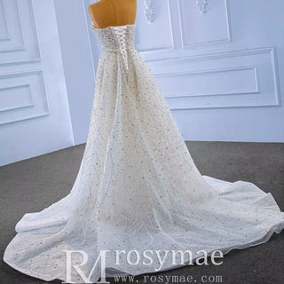 Beaded Pearl Mermaid Wedding Dresses with Detachable Skirt