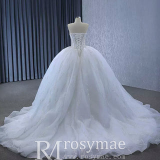 Luxury Sweetheart Neckline Ball Gown Wedding Dress Sheer Bodice
