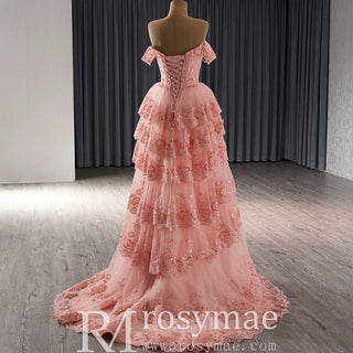 A-line Floral Applique Birthday Princess Formal Gown Party Dress