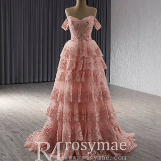 A-line Floral Applique Birthday Princess Formal Gown Party Dress