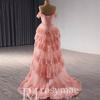 A-line Floral Applique Birthday Princess Formal Gown Party Dress