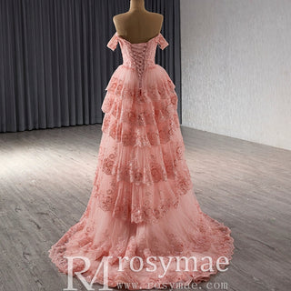 A-line Floral Applique Birthday Princess Formal Gown Party Dress