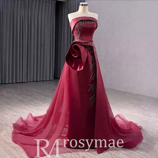High-end Elegant Burgundy Handmade Beading Sequins Evening Prom Dresses