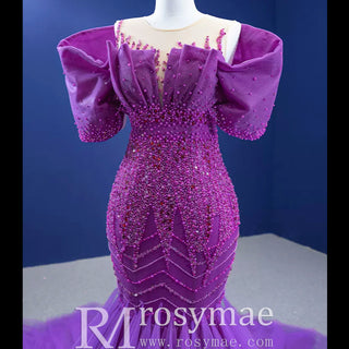 Vintage Magenta Mermaid Formal Dresses Purple Pageant Dress