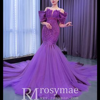 Vintage Magenta Mermaid Formal Dresses Purple Pageant Dress