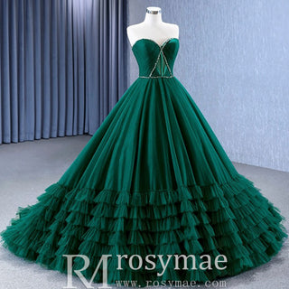 Strapless Ruffle Tulle Wedding Dress Sweetheart Pageant Formal Gown