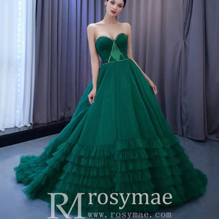 Strapless Ruffle Tulle Wedding Dress Sweetheart Pageant Formal Gown