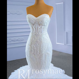 Tiered Ruffle Mermaid Wedding Dress with Detachable Straps