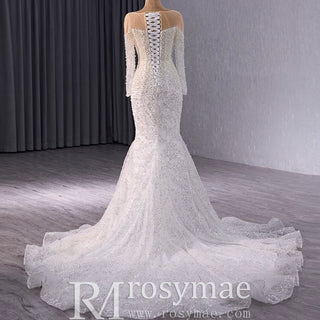 Exquisite Wedding Gown For Bride Organza Full Sleeves Wedding Dress