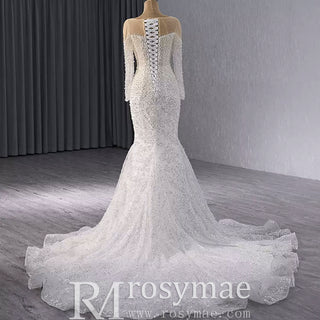 Exquisite Wedding Gown For Bride Organza Full Sleeves Wedding Dress