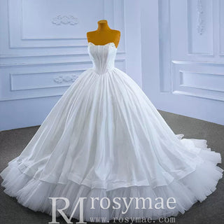 Puffy Skirt Ball Gown Wedding Dress Strapless Corset Bridal Gown