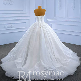 Puffy Skirt Ball Gown Wedding Dress Strapless Corset Bridal Gown