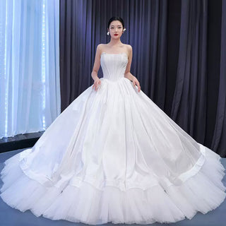 Puffy Skirt Ball Gown Wedding Dress Strapless Corset Bridal Gown