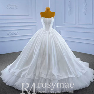 Puffy Skirt Ball Gown Wedding Dress Strapless Corset Bridal Gown