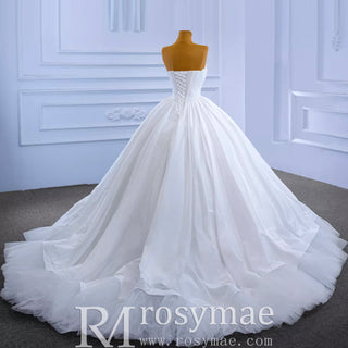 Puffy Skirt Ball Gown Wedding Dress Strapless Corset Bridal Gown