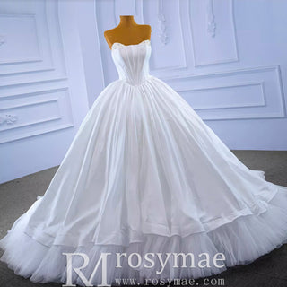 Puffy Skirt Ball Gown Wedding Dress Strapless Corset Bridal Gown