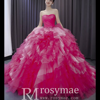 Ruffled Wedding Gown Detachable Overskirt Quinceanera Dress