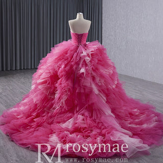 Ruffled Wedding Gown Detachable Overskirt Quinceanera Dress