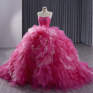 Ruffled Wedding Gown Detachable Overskirt Quinceanera Dress