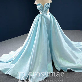 Stunning Satin See-through Prom Dress Cap Sleeve Pleats Prom Gown