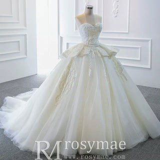 Strapless Lace Princess Wedding Dress Sweetheart Bridal Gown