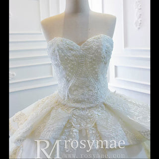 Strapless Lace Princess Wedding Dress Sweetheart Bridal Gown