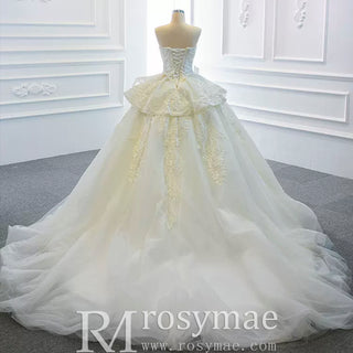 Strapless Lace Princess Wedding Dress Sweetheart Bridal Gown