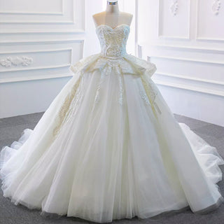 Strapless Lace Princess Wedding Dress Sweetheart Bridal Gown