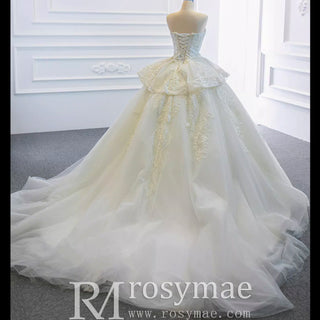 Strapless Lace Princess Wedding Dress Sweetheart Bridal Gown