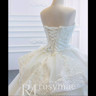 Strapless Lace Princess Wedding Dress Sweetheart Bridal Gown