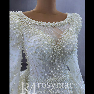 Victorian Style Handmade Wedding Dress with Long Sleeve