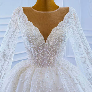 Cape Long Sleeve Ball Gown Wedding Gown Sparkly Wedding Dress