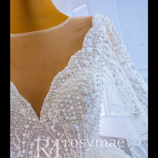 Cape Long Sleeve Ball Gown Wedding Gown Sparkly Wedding Dress