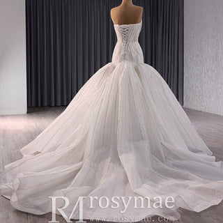 Princess Sparkly Sequins Bridal Trumpet Wedding Dress