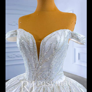 High-end Beading Sequins Puffy Wedding Dress Ball Gown Bridal Gown