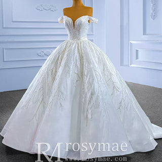 High-end Beading Sequins Puffy Wedding Dress Ball Gown Bridal Gown